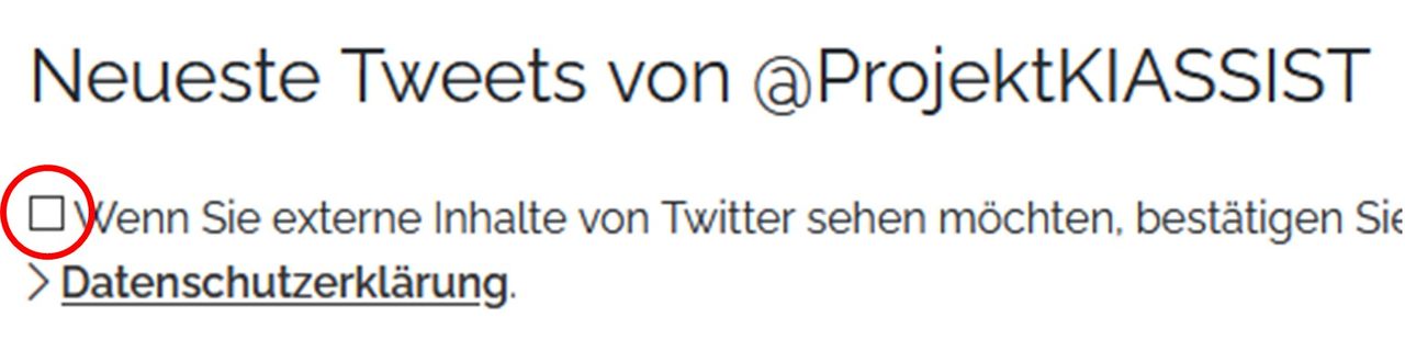 Anzeige Zustimmung Twitter-Inhalte