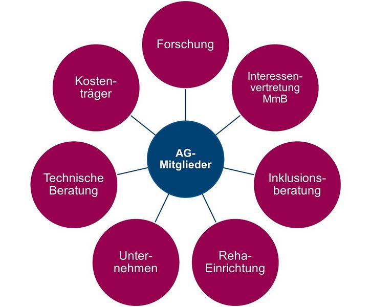 Grafik, die unterschiedliche Akteursgruppen der AG Inklusive Arbeitswelt mit KI zeigt